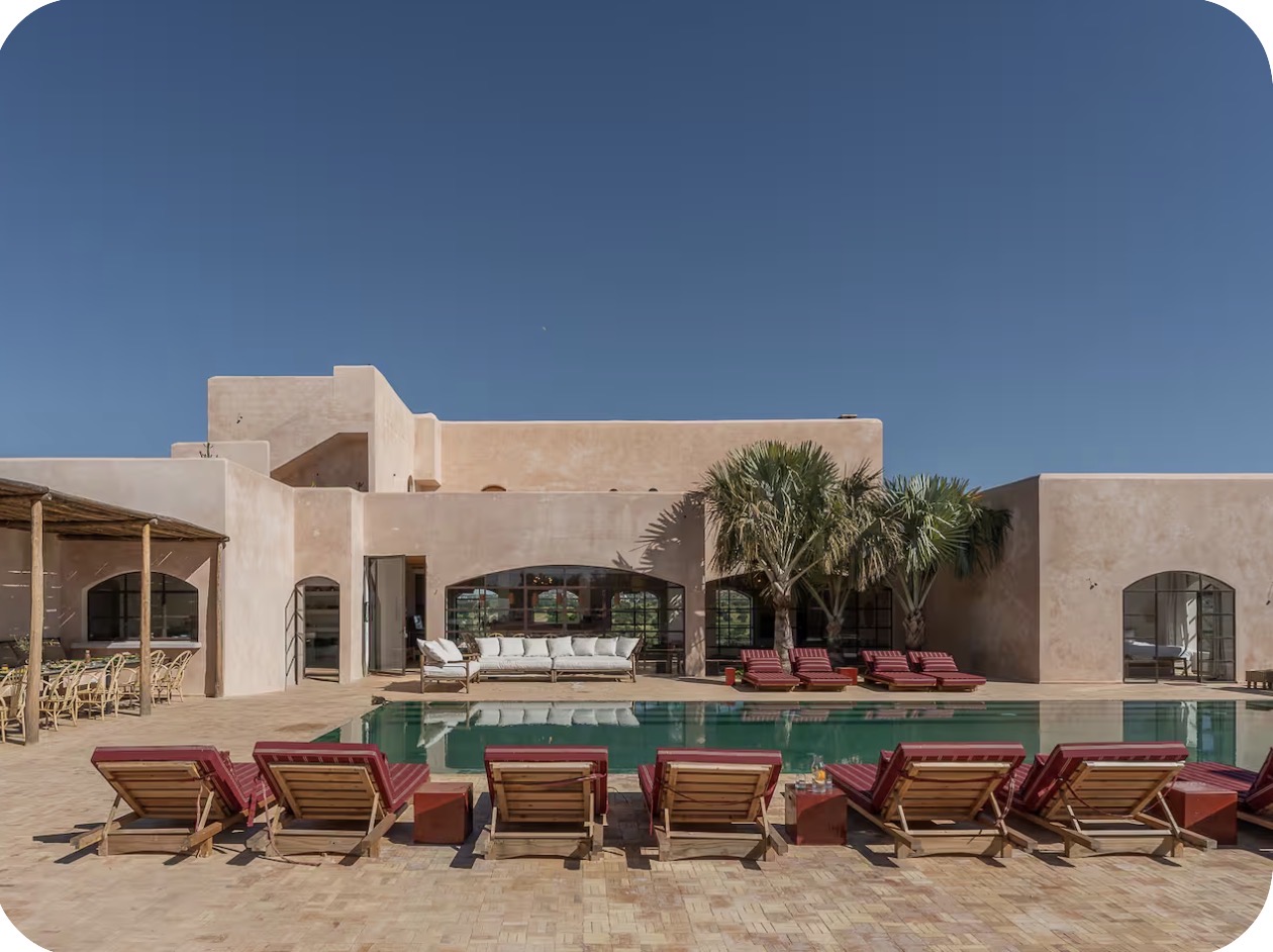 Villa exterior and pool in daylight