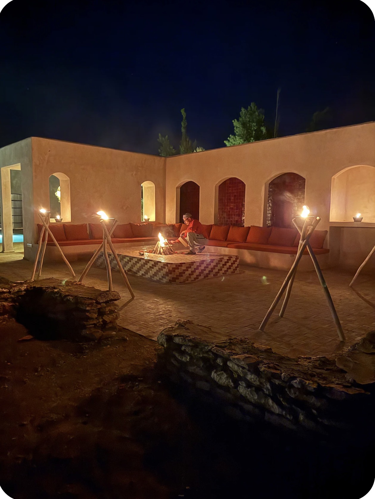 Fire pit in the evening